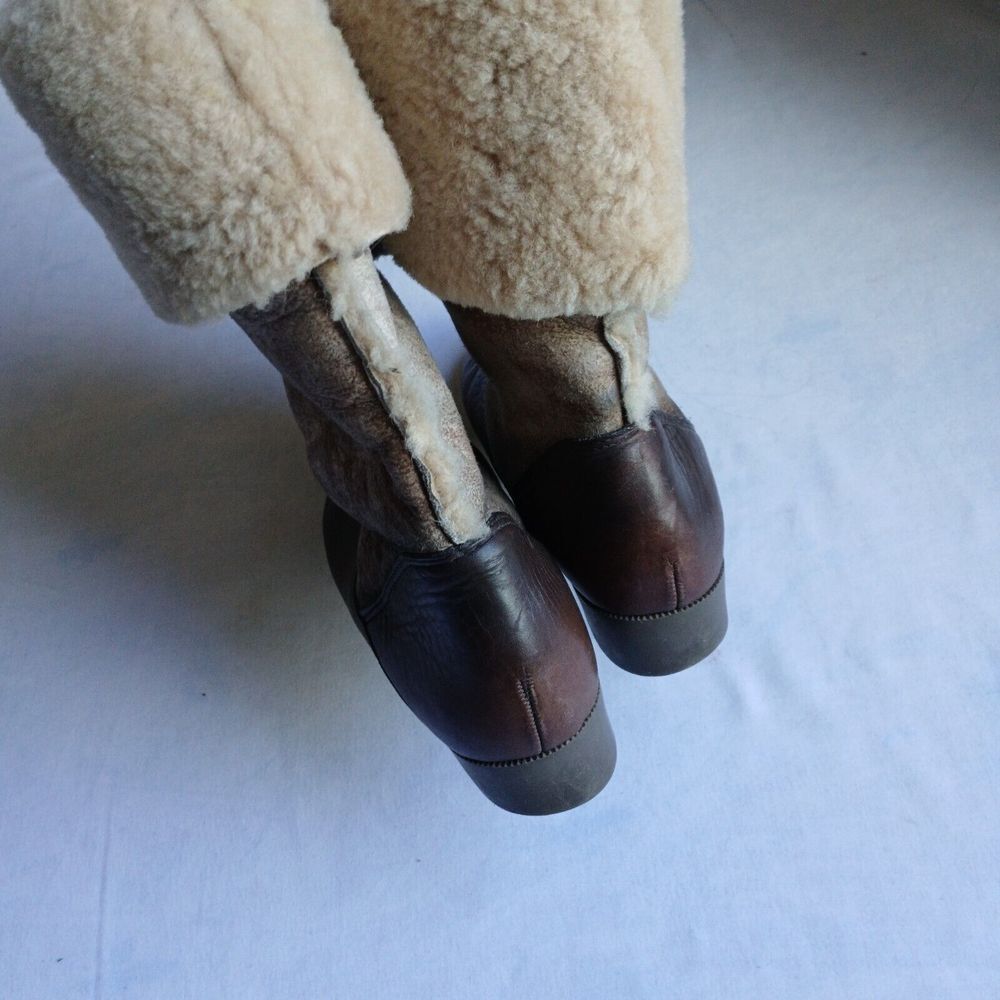 Vintage Hush Puppies Boots 6 Womens‎ Leather Fleece Lined Cozy Hippie USA Made - Picture 6 of 14